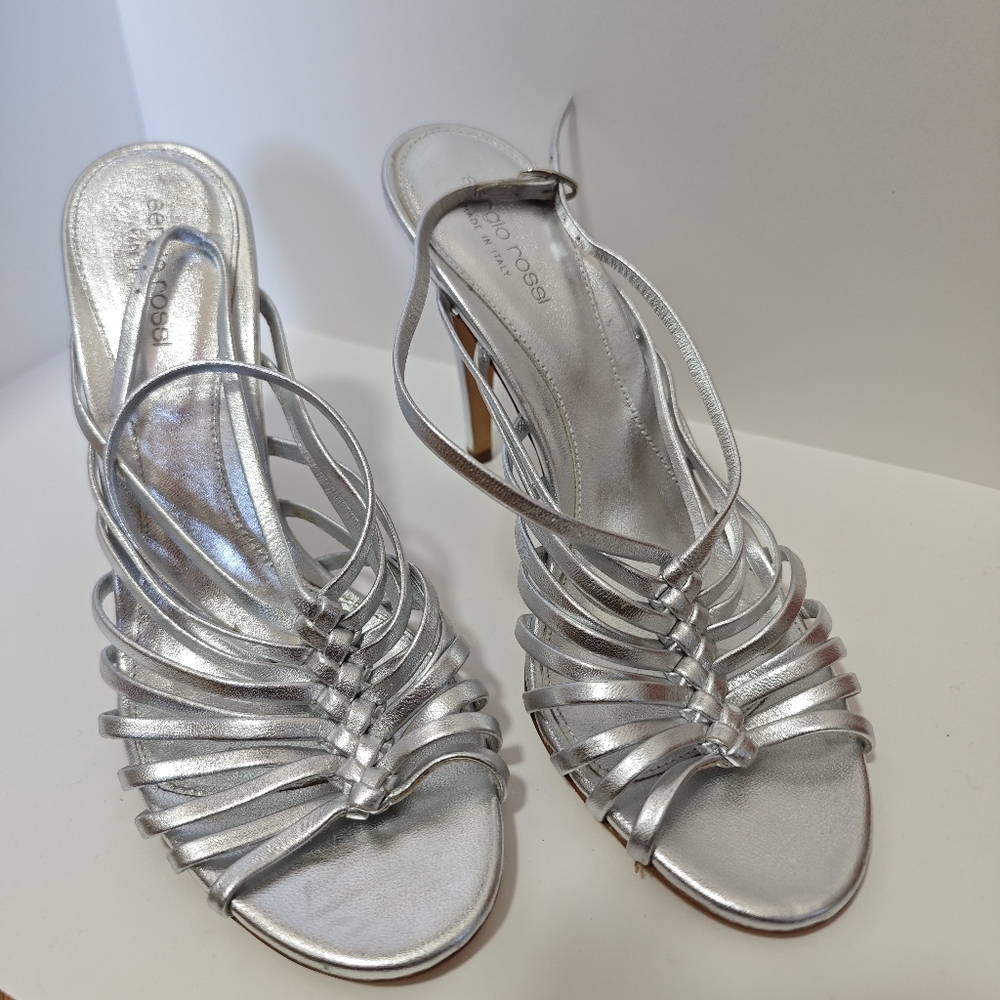 Sergio Rossi Silver Sandals Size 40 (US 9 or 10) Made in Italy